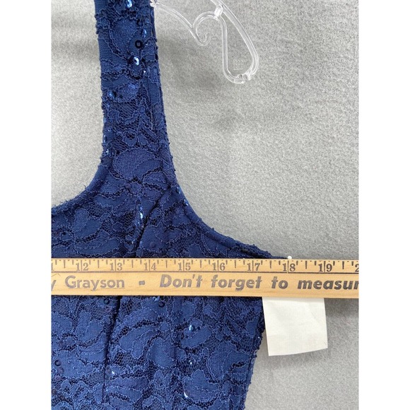ALEX EVENINGS Dress‎ Women Sz 8 Blue Sequin Cocktail Sleeveless Stretch Lace - Picture 6 of 16